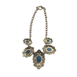 ANN TAYLOR TURQUOISE CABOCHON NECKLACE BLUE GOLD
