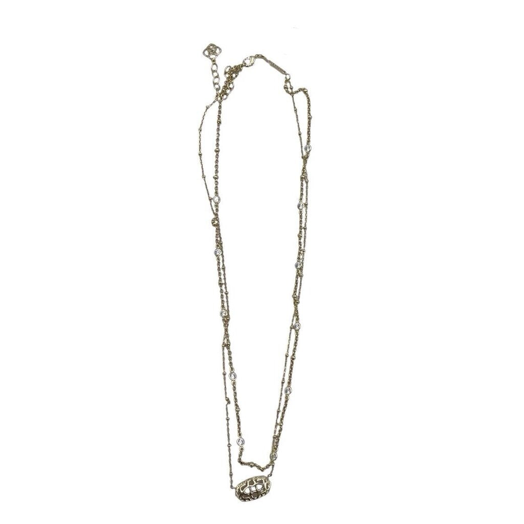 KENDRA SCOTT GEMSTONE DOUBLE-STRAND NECKLACE GOLD WHITE