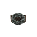 SOFT SURROUNDINGS LEATHER BEADED RING BRACELET BLUE BROWN