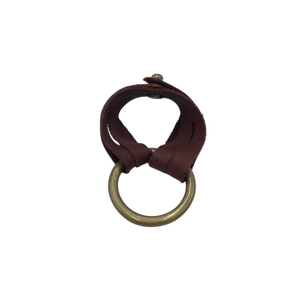 LEATHER O-RING BRACELET GOOLD BROWN