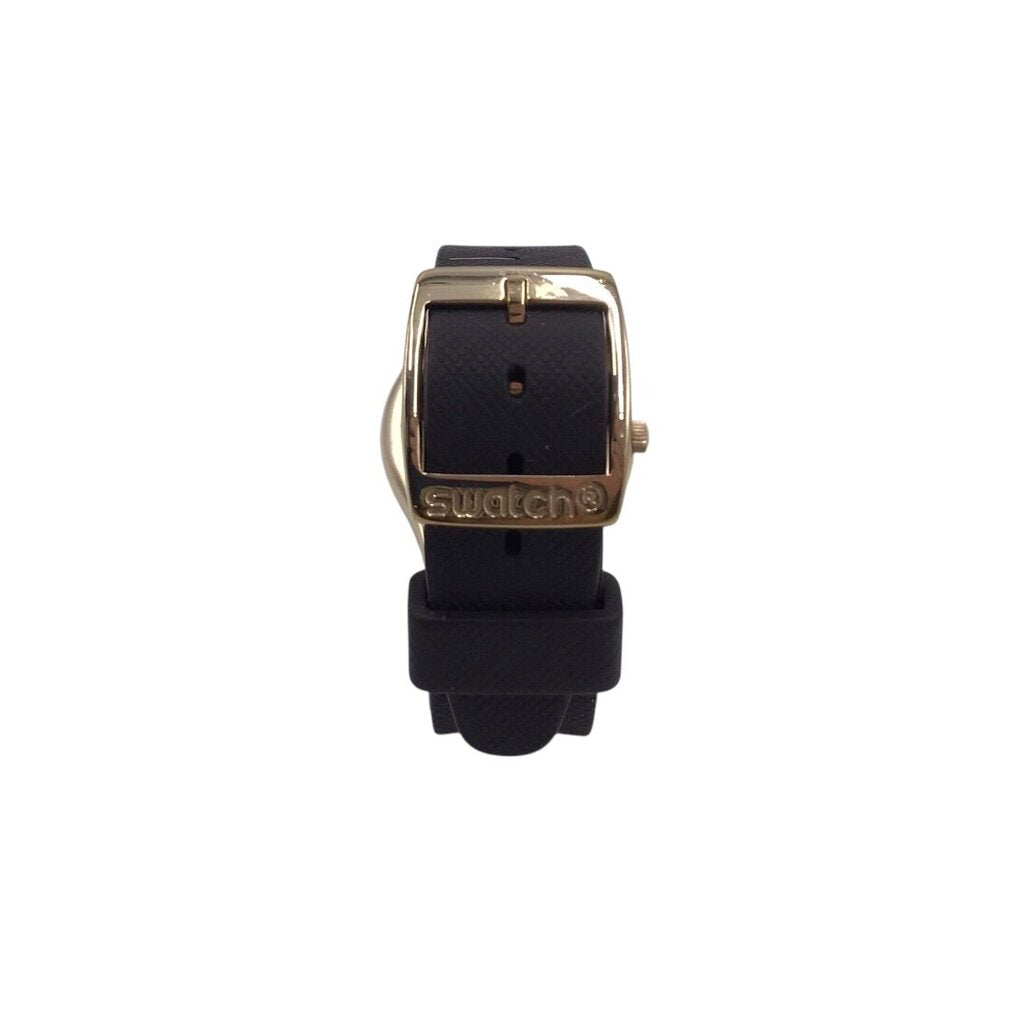 SWATCH RET$155 "BROWNEE" PVD CASE/SILICONE STRAP WATCH ROSE GOLD BROWN
