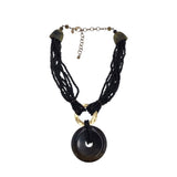 CHICO'S BEADED STATEMENT NECKLACE BLACK OLIVE