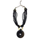 CHICO'S BEADED STATEMENT NECKLACE BLACK OLIVE