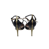 MIU MIU PATEN LEATHER HEEL DESIGNER SHOES GOLD 39IT