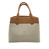 TORY BURCH RET$448 CANVAS/LEATHER MINI TOTE HANDBAG CREAM TAN