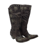OLD GRINGO 16" LEATHER EMBROIDERED BOOTS BROWN BLUE 9.5B