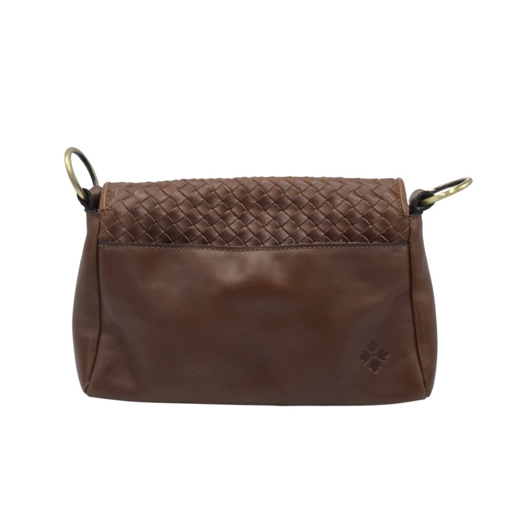 PATRICIA NASH RET$300 LEATHER WOVEN SHOULDER HANDBAG BROWN