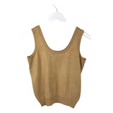 ST JOHN GLITTER KNIT TANK DESIGNER TOP GOLD SMALL