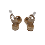 COPPER KEY RAFFIA PLATFORM SANDALS SHOES BEIGE 8M