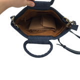 PATRICIA NASH RET$189 DENIM WOVEN HANDBAG BLUE