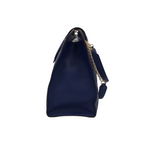 LEATHER CHAIN STRAP SATCHEL HANDBAG BLUE