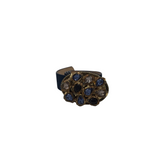 CHICO'S LEATHER SUEDE BELT JEWELED BUCKLE WOMEN'S ACCESSORIES NAVY GOLD SMALL