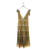 FARM RIO RET$239 BANANA PRINT MAXI DESIGNER DRESS YELLOW WHITE MEDIUM