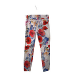 7 FOR ALL MANKIND FLORAL SKINNY DESIGNER JEANS WHITE 25