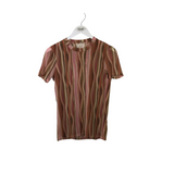 JOHNNY WAS SHORT SLEEVE DESIGNER TOP BROWN OLIVE SMALL