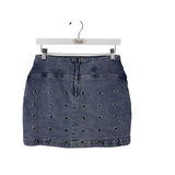 AVEC LES FILLES GROMMET DENIM MINI DESIGNER SKIRT BLUE MEDIUM