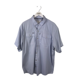 PONCHO MICRO PLAID SHORT SLEEVE MEN SHIRT WHITE BLUE XLARGE