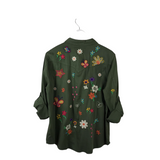 BILLY T RET$98 EMBRODIERED TAB SLEEVE BLOUSE OLIVE MULTI XLARGE