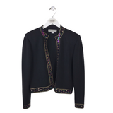 ST JOHN EVENING JEWEL TRIM DESIGNER BLAZER BLACK MULTI SMALL