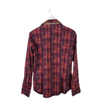 GEORG ROTH PRINT RUFFLE LONG SLEEVE DESIGNER BLOUSE PURPLE CORAL MEDIUM