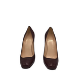 CHRISTIAN LOUBOUTIN SQ. TOE LEATHER PUMPS LUXE SHOES BROWN 40