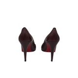 CHRISTIAN LOUBOUTIN SQ. TOE LEATHER PUMPS LUXE SHOES BROWN 40