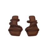 JIMM CHOO "DIOSA" LEATHER MULES LUXE SHOES BROWN 39.5