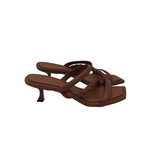 JIMM CHOO "DIOSA" LEATHER MULES LUXE SHOES BROWN 39.5