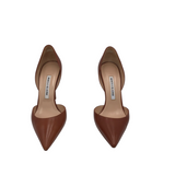 MANOLO BLAHNIK POINTED-TOE PUMPS d'ORSAY LUXE SHOES TAN 40