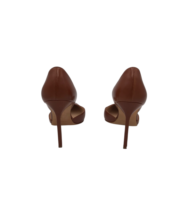 MANOLO BLAHNIK POINTED-TOE PUMPS d'ORSAY LUXE SHOES TAN 40