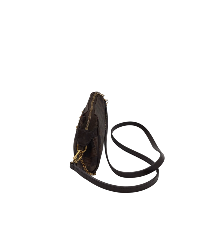 LOUIS VUITTON 2015 AS-IS EVA POCHETTE w/ CHAIN STRAP LUXE HANDBAG BROWN