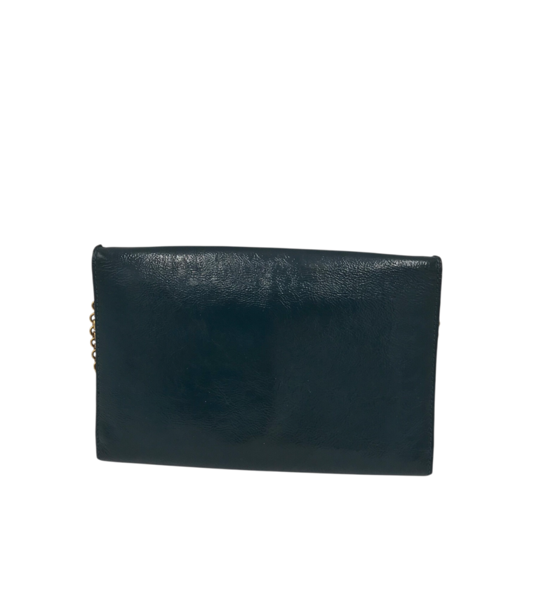 YSL BELLE de JOUR CLUTCH w/ CHAIN LUXE HANDBAG TEAL
