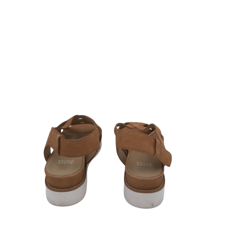 EILEEN FISHER RET$200 LEATHER SANDALS SHOES TAN 8.5
