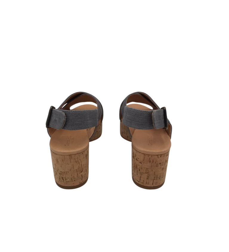 GARNET HILL CORK BLOCK HEEL SANDAL SHOES GREY TAN 39