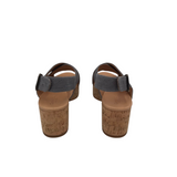 GARNET HILL CORK BLOCK HEEL SANDAL SHOES GREY TAN 39