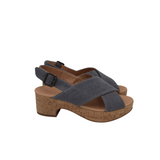 GARNET HILL CORK BLOCK HEEL SANDAL SHOES GREY TAN 39