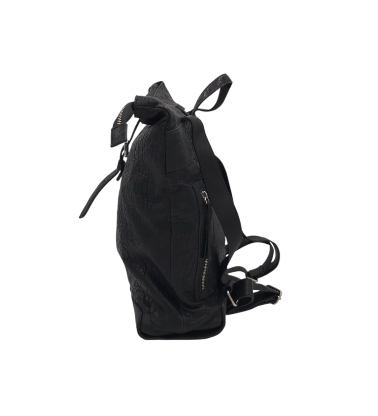 LEATHER BACKPACK HANDBAG BLACK