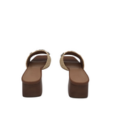 AEROSOLES BLOCK-HEEL SLIDE SHOES BROWN 10
