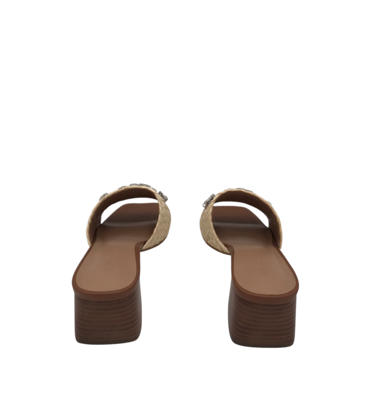 AEROSOLES BLOCK-HEEL SLIDE SHOES BROWN 10
