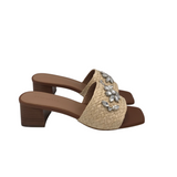 AEROSOLES BLOCK-HEEL SLIDE SHOES BROWN 10