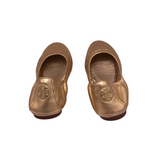 TORY BURCH LEATHER BALLET FLAT SHOES GOLD 6