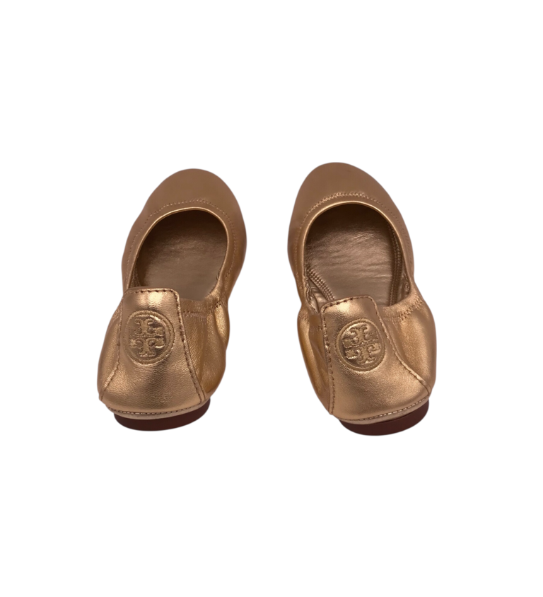 TORY BURCH LEATHER BALLET FLAT SHOES GOLD 6