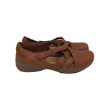CLARKS LEAHTER SLIP ON SHOES BROWN 9
