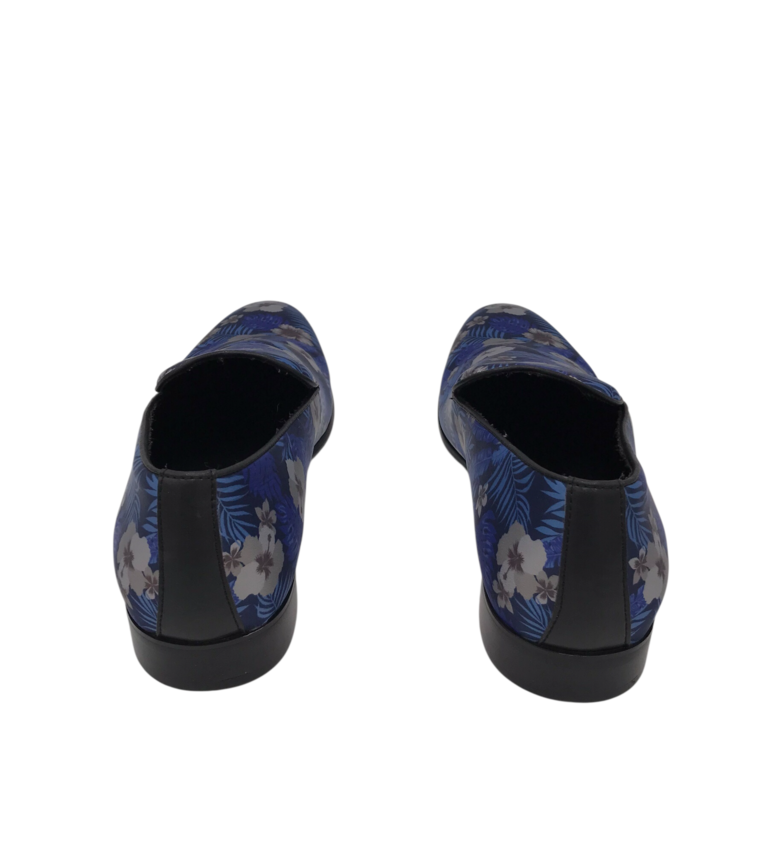 SAKS FIFTH AVENUE RET$498 FLORAL LOAFER MEN SHOE BLUE BLACK 11.5