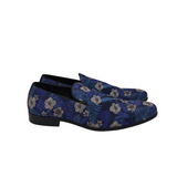SAKS FIFTH AVENUE RET$498 FLORAL LOAFER MEN SHOE BLUE BLACK 11.5