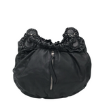 LOCKHEART LARGE LEATHER SHOUDLER HANDBAG BLACK