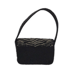 SMALL BEADED SHOUDLER HANDBAG BLACK SILVER