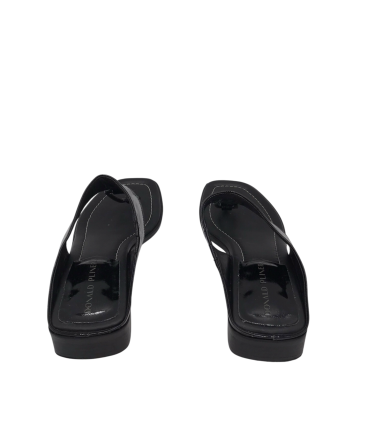 DONALD PLINER PATENT THONG SANDAL SHOES BLACK 9M