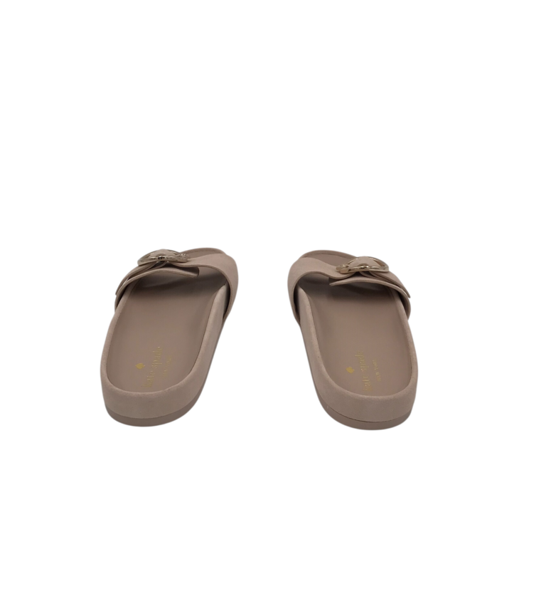 KATE SPADE RET$168 FAUX SUEDE SLIDE SHOES CREAM 7B