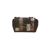 BRIGHTON RET$345 MINI LEATHER PATCHWORK CROSSBODY HANDBAG TAUPE WHITE